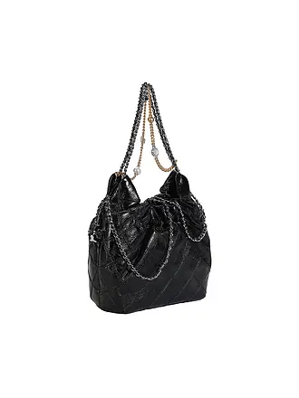 TORY BURCH | Bolso de cuero - Hobo Bag FLEMING Mini | schwarz